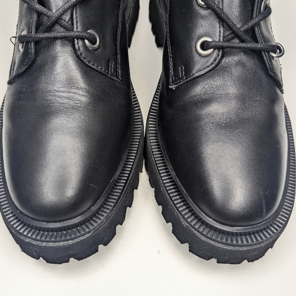 Madewell The Rayna Black Leather Boot Lace Up Combat Lug Sole Size 8.5 - Picture 4 of 8